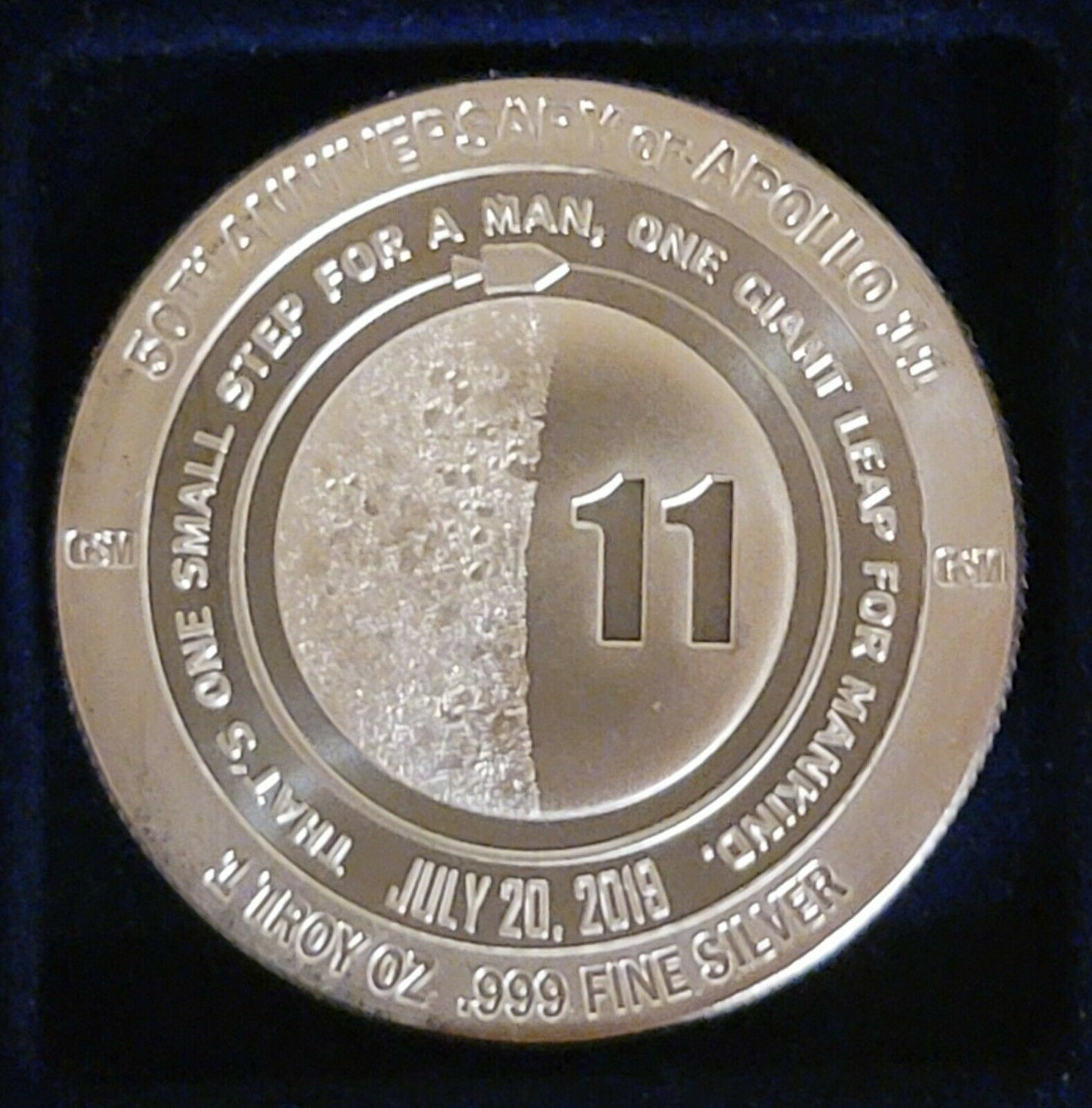 Apollo 11 50th Anniversary .999 Fine Silver BU Collectors Round w/ Capsule