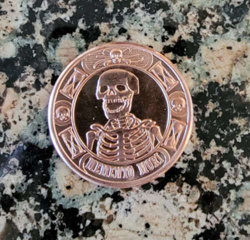 MEMENTO MORI SKULL .999 Pure Copper Round 1 AVDP ounce BU Collectible