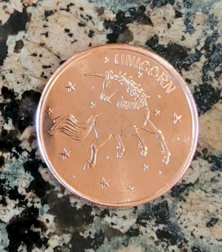 Unicorn .999 Pure Copper Round 1 AVDP ounce BU Collectible