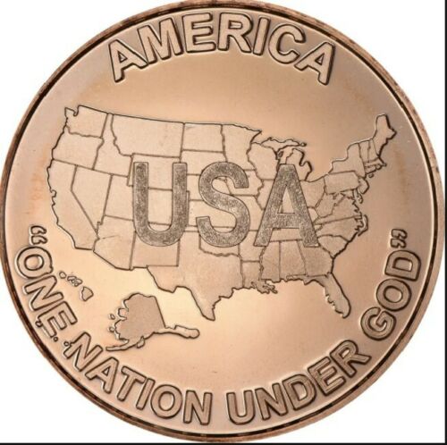 AMERICA ONE NATION UNDER GOD .999 Pure Copper Round 1 AVDP ounce BU