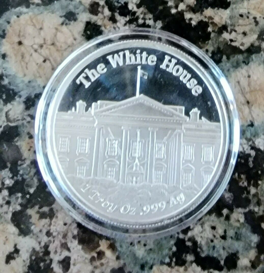 Donald J. Trump 45th President White House 1 oz Silver Round .999 Fine BU Coin