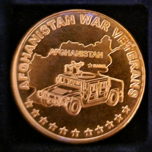 Afghanistan War Veterans 1 AVDP Oz 999 Pure Copper Round BU w/Protective Capsule