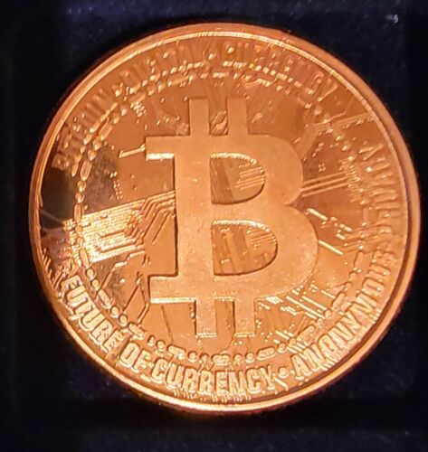 Bitcoin Crypto Currency 1 AVDP Ounce Pure Copper Round BU w/Protective Capsule