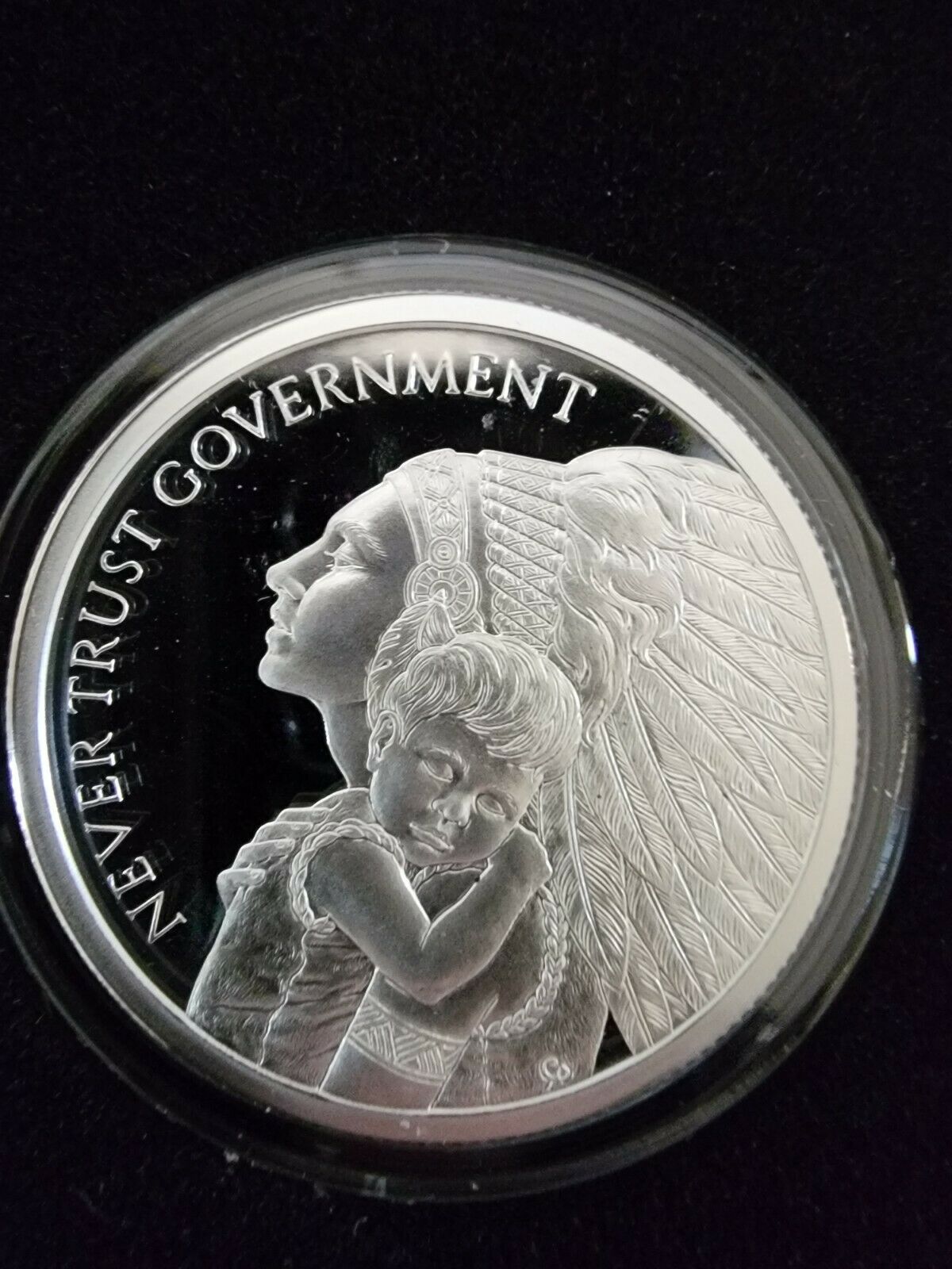 2021 SILVER SHIELD NEVER TRUST GOVERNMENT .999 Silver Proof Round w/COA