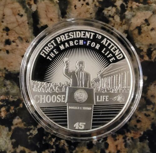 2021 DONALD TRUMP MARCH FOR LIFE 1 TROY OZ .999 FINE SILVER ROUND