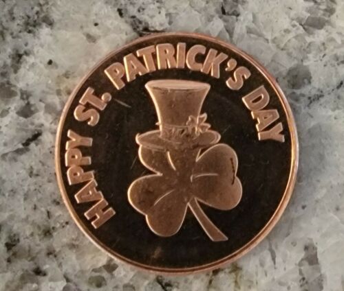 St. Patrick's Day Lucky Clover 1 AVDP Oz .999 Pure Copper Round BU Tube of 10