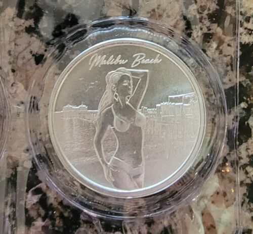 California Beach Series #1 Malibu 1oz .999 Sexy Silver Art Round Only 500 Minted