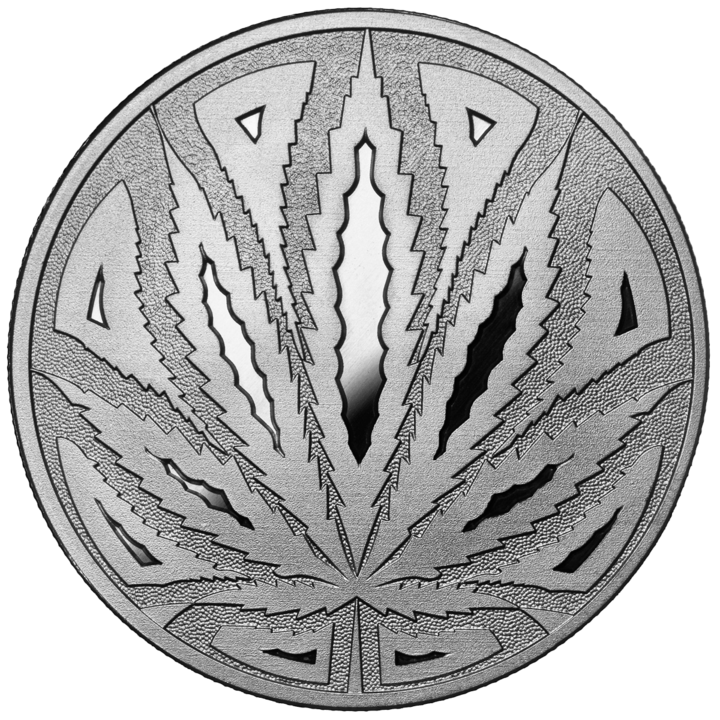 Big Leaf Hidden Leaf 1 Oz. Fine Silver Round .999 Cannabis w/ Protective Capsule