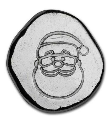 Santa Claus Christmas .999 1/2 oz hand poured fine silver round