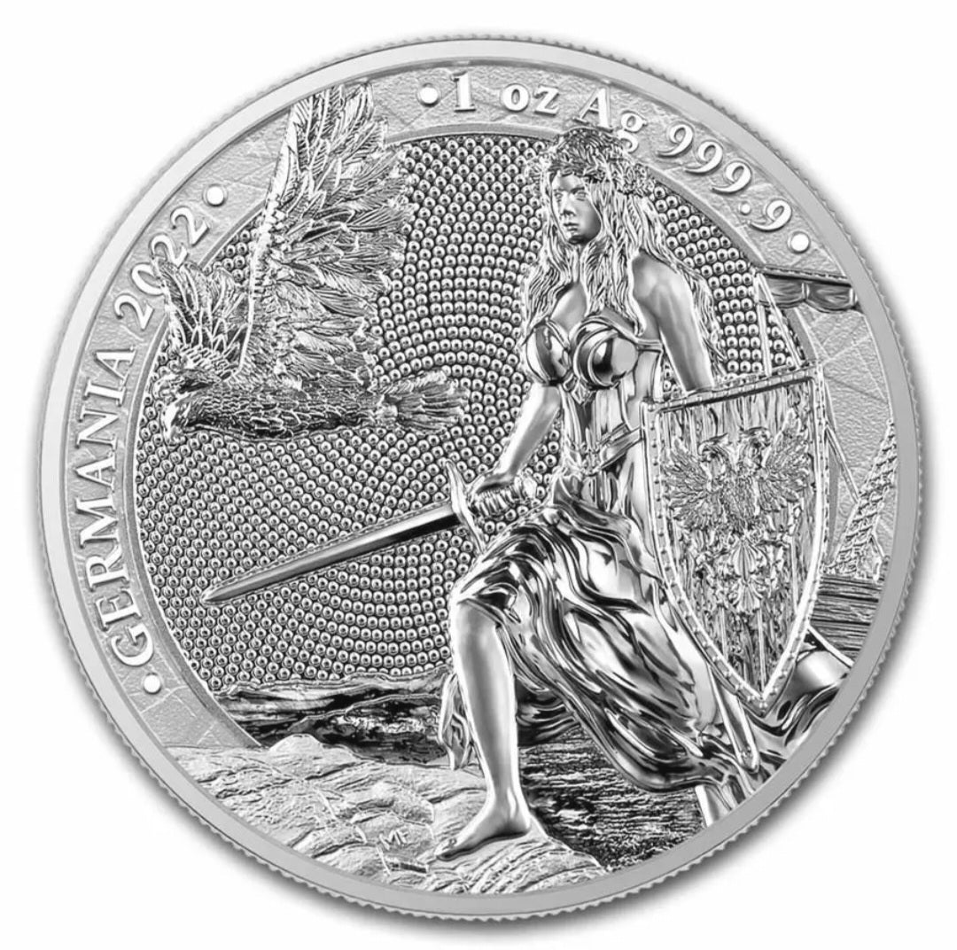 2022 Lady Germania 1 oz .999 Silver BU Coin in capsule w/ COA - 25,000 Minted