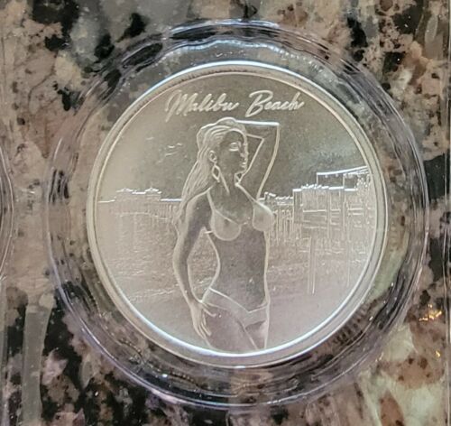 California Beach Series #1 Malibu 1oz .999 Sexy Silver Art Round Only 500 Minted