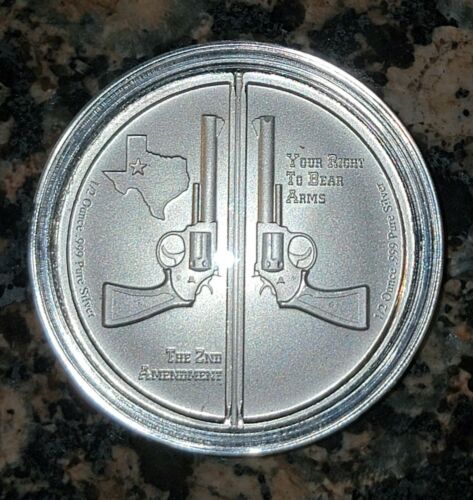 Guns Up America 2A Cut Saw Mint 1 Troy OZ .999 Fine Silver w/ Protective Capsule