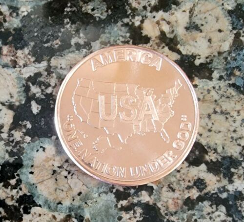 AMERICA ONE NATION UNDER GOD .999 Pure Copper Round 1 AVDP ounce BU