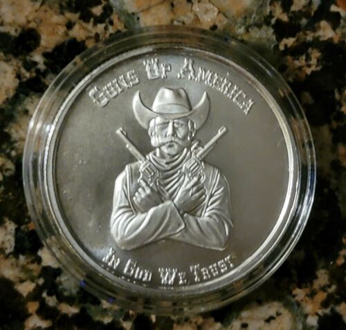 Guns Up America 2A Cut Saw Mint 1 Troy OZ .999 Fine Silver w/ Protective Capsule