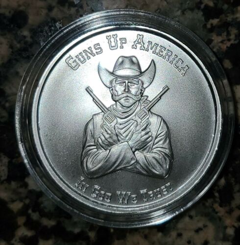 Guns Up America 2A Cut Saw Mint 1 Troy OZ .999 Fine Silver w/ Protective Capsule