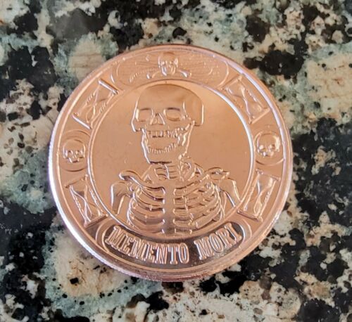 MEMENTO MORI SKULL .999 Pure Copper Round 1 AVDP ounce BU Collectible