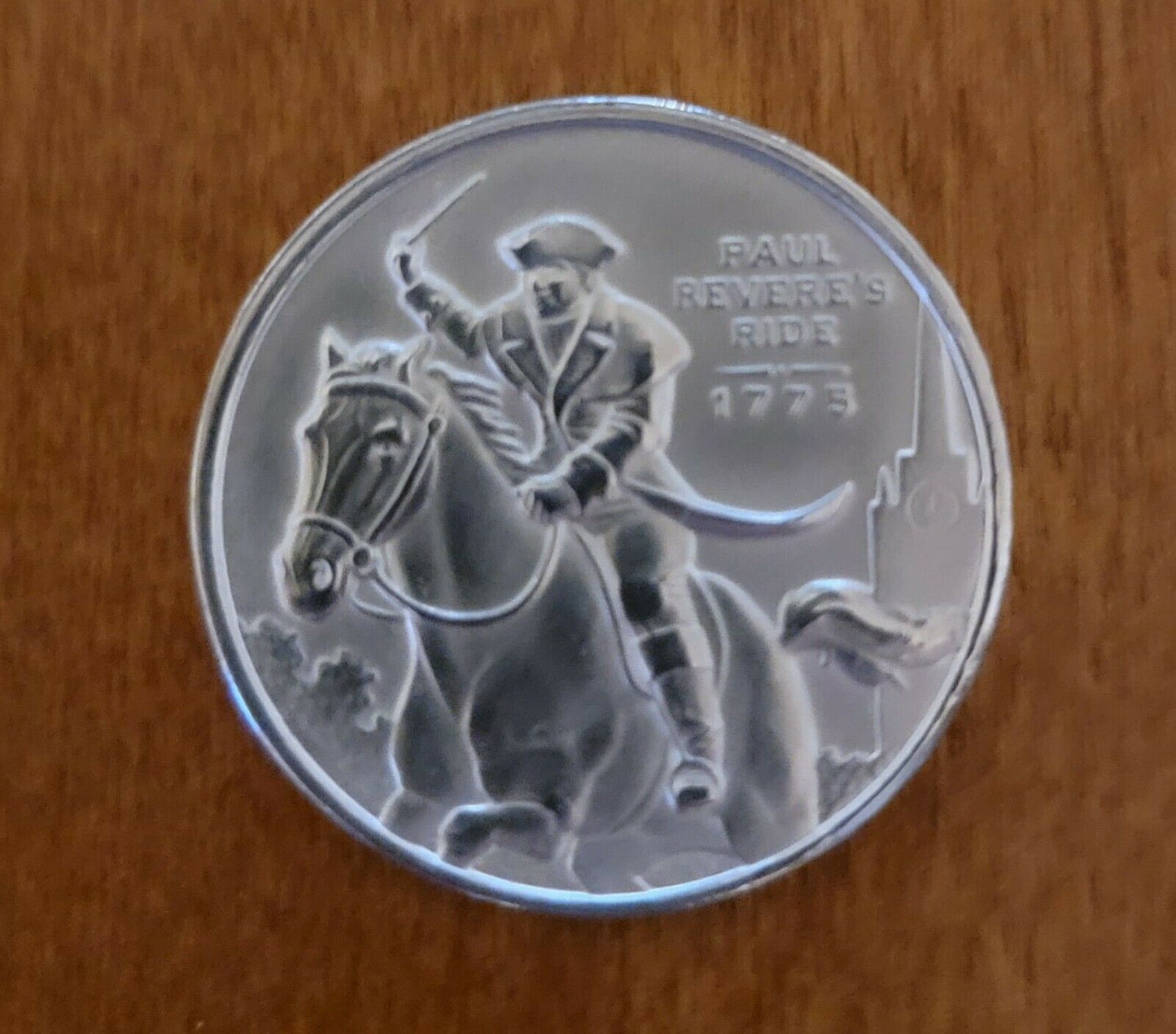 Paul Revere's Ride 1/2 Troy Oz .999 BU Fine Silver Round with Protective Capsule