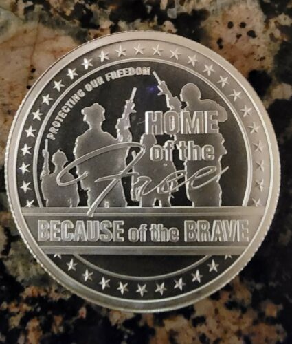 Home Of The Free Because... 1 oz .999 Silver BU Round with Protective Capsule.