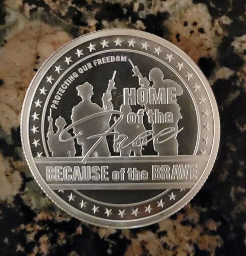 Home Of The Free Because... 1 oz .999 Silver BU Round with Protective Capsule.