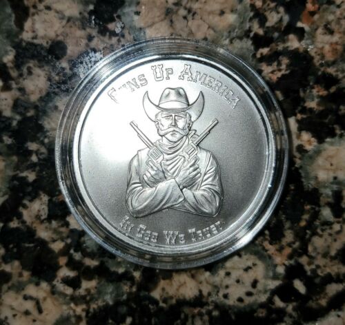 Guns Up America 2A Cut Saw Mint 1 Troy OZ .999 Fine Silver w/ Protective Capsule