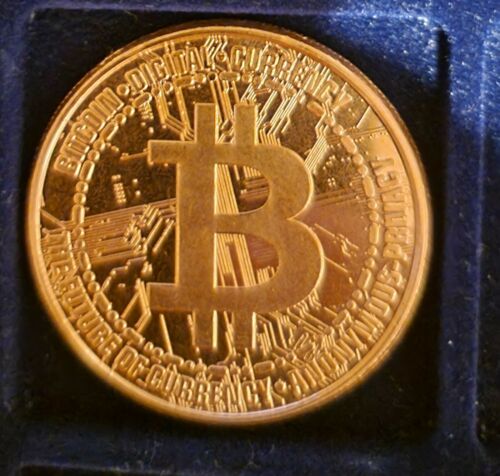 Bitcoin Crypto Currency 1 AVDP Ounce Pure Copper Round BU w/Protective Capsule